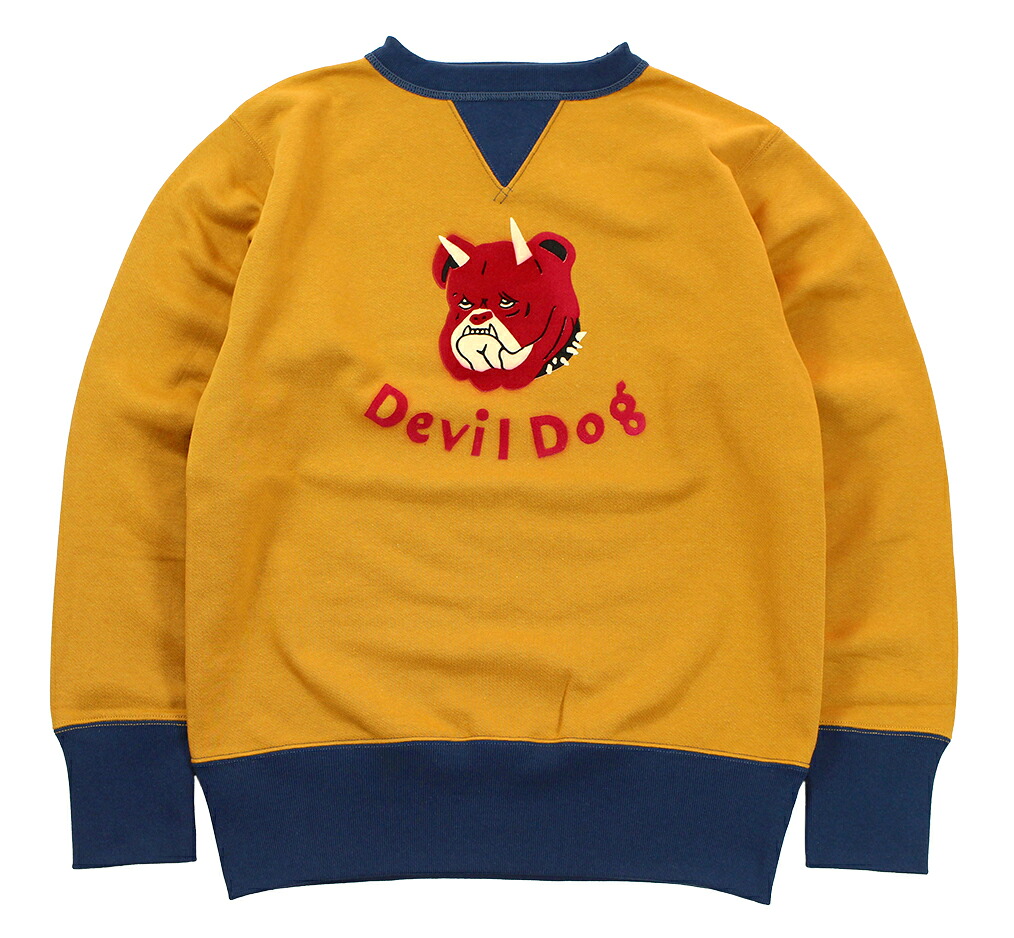 FREEWHEELERS & CO. ["Devil Dog" DOUBLE V SWEAT SHIRT #2534003 OLD GOLD&times;DEEP BLUEBERRY size.36,38,40,42,44,46]｜TRACK 店