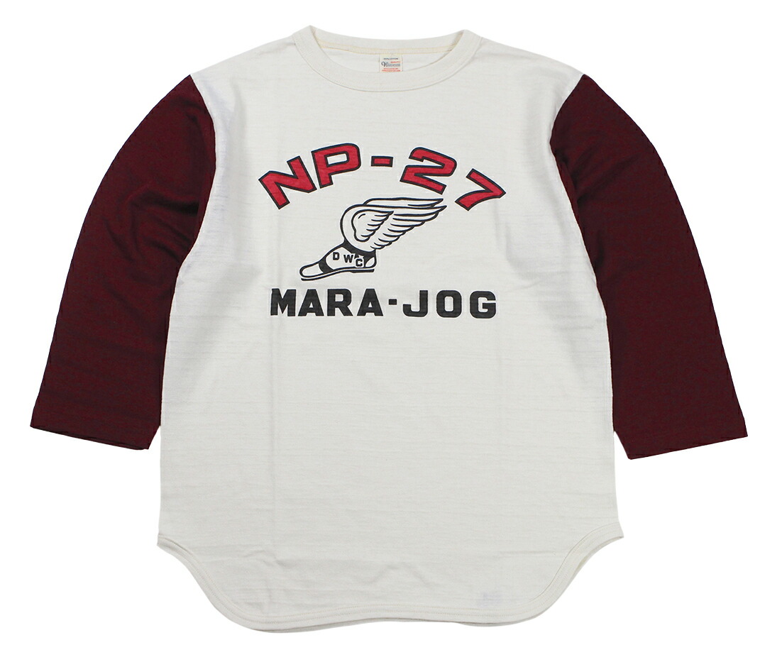 WAREHOUSE \u0026 CO. [\"Lot 4800 7分袖野球T NP-27\"" 皮膚軟化剤×ボルドーワイン size.S,M,L,XL]"