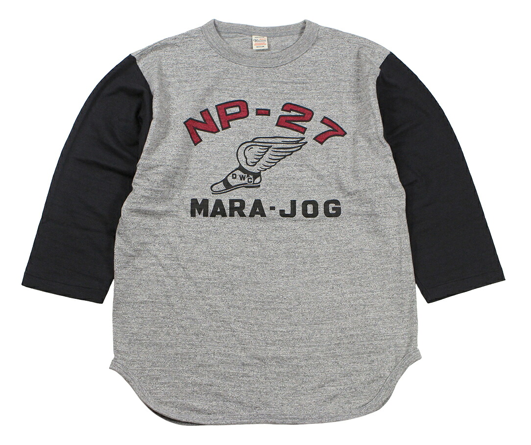 WAREHOUSE \u0026 CO. [\"Lot 4800 7分袖野球T NP-27\"" 杢薄墨色×黒いこと size.S,M,L,XL]"