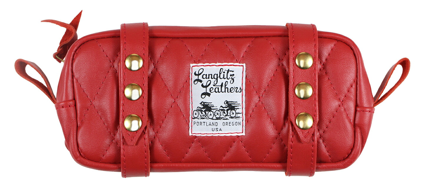 Langlitz Leathers [-別注 Padded F.Panel Touring Bag Double Strap- RED(COW HIDE)]