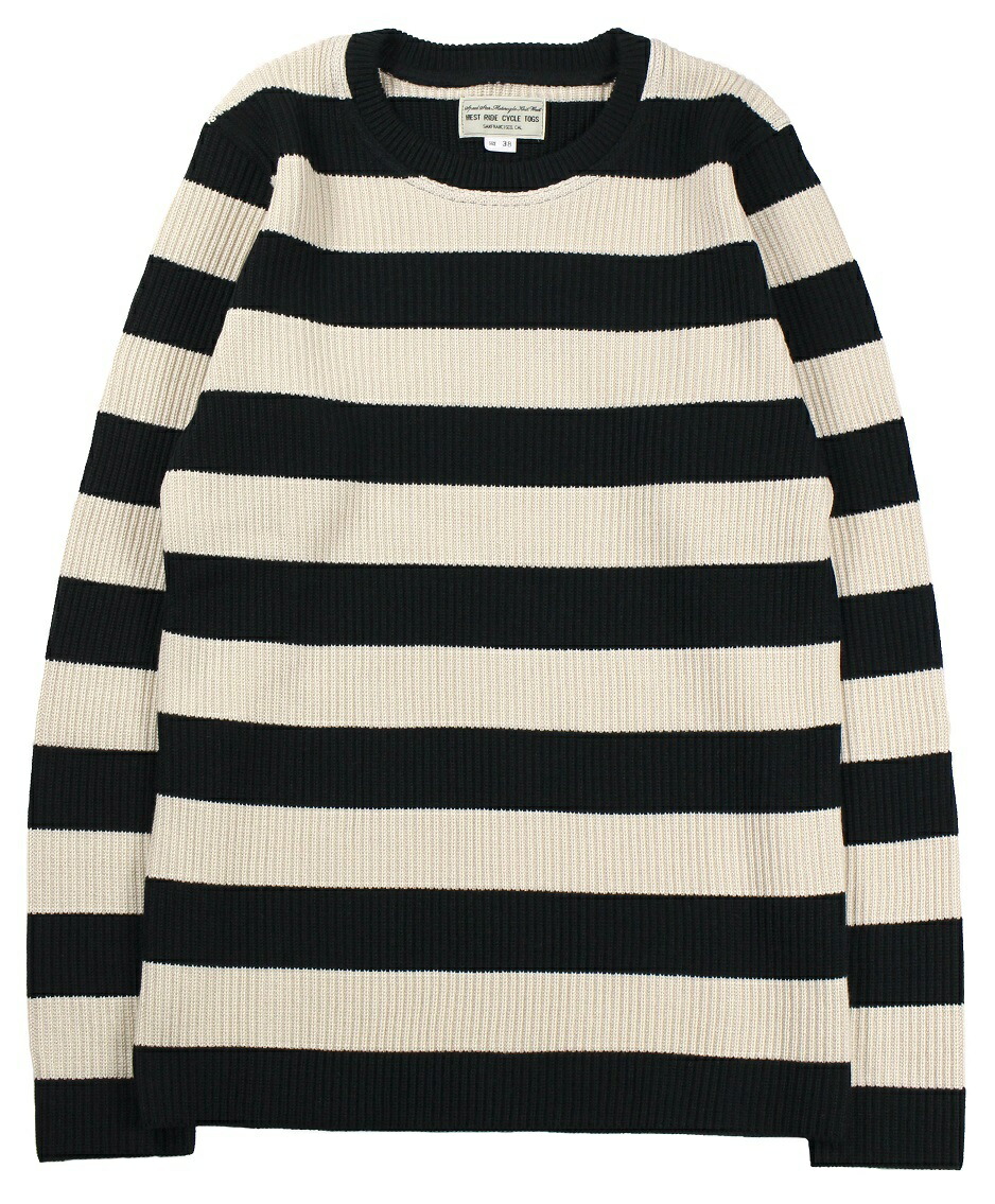 WESTRIDE [-CLASSIC RIB BORDER SWEATER- BLK×IVORY size.34,36,38,40,42,44]