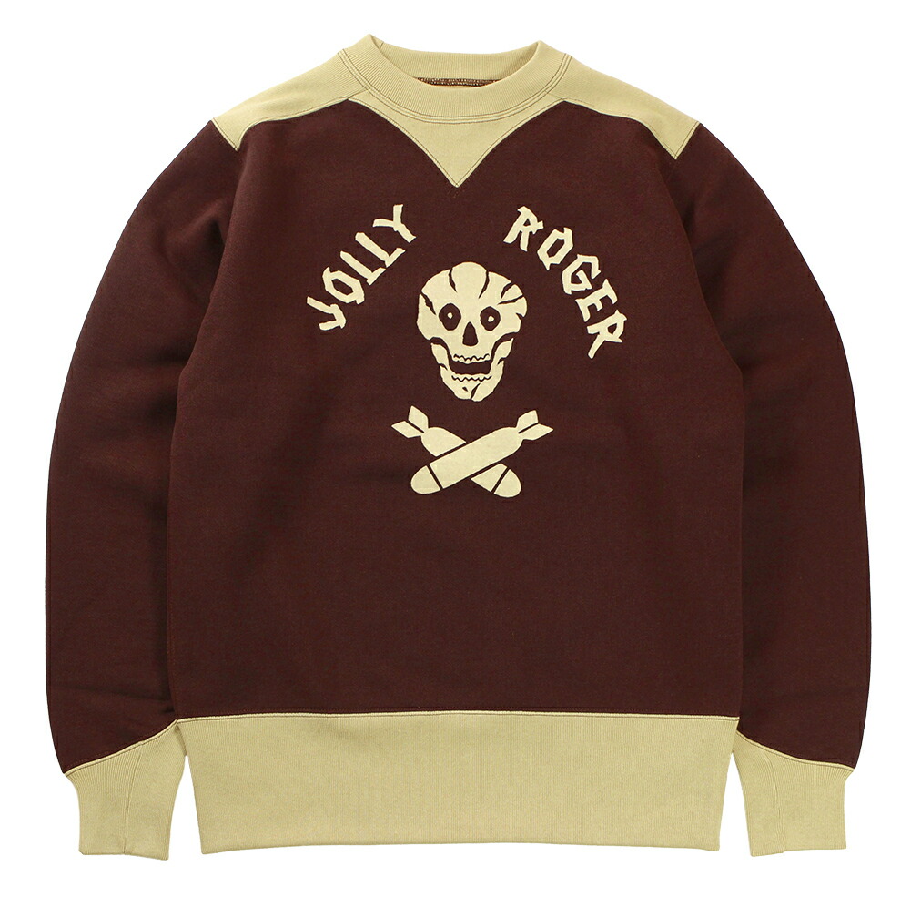 FREEWHEELERS \u0026 CO. [\"USAAF 90TH BG 320TH BSQ JOLLY ROGER\"" ATHLETIC SWEAT SHIRT #2434011 OLD BROWN×DRY BEIGE size.36,38,40,42,44,46]"