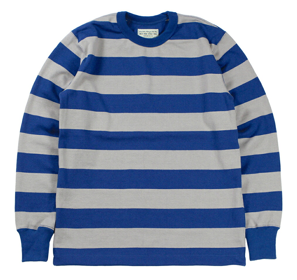 WESTRIDE [-HEAVY BORDER LONG TEE- NVY×GRY size.34,36,38,40,42,44]