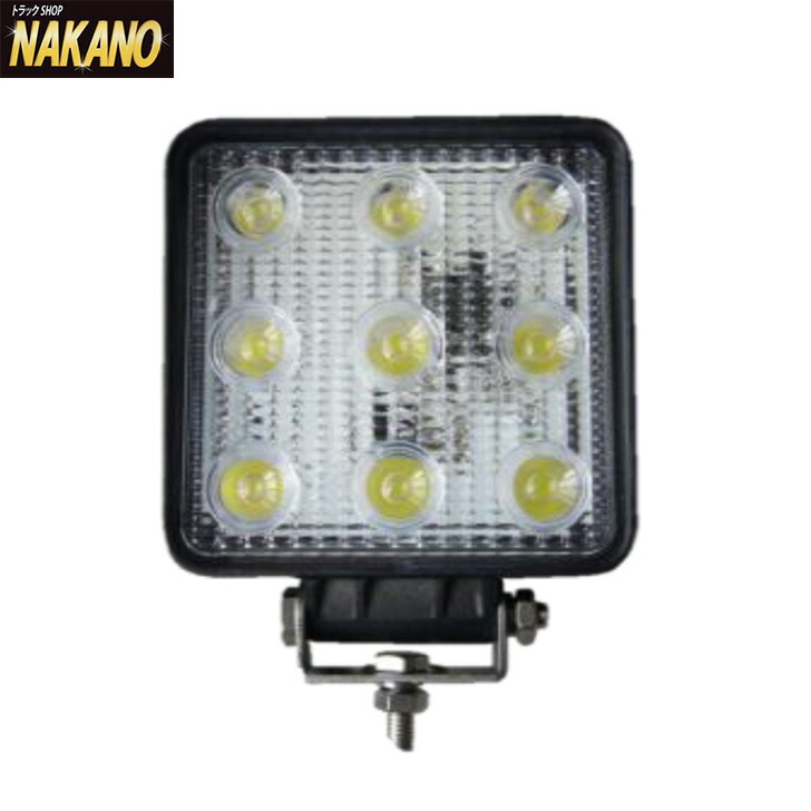 【LED作業灯(角)10V-80V共通27W(LED色:イエロー)】消費電力を抑えスポット光で遠くまで明るく照らす作業灯DC12V・DC24V・DC48Vの乗用車からトラック、建機などに/ワークランプ/安全灯/黄色/日本ボデーパーツ/JB/LSL-1007YE/