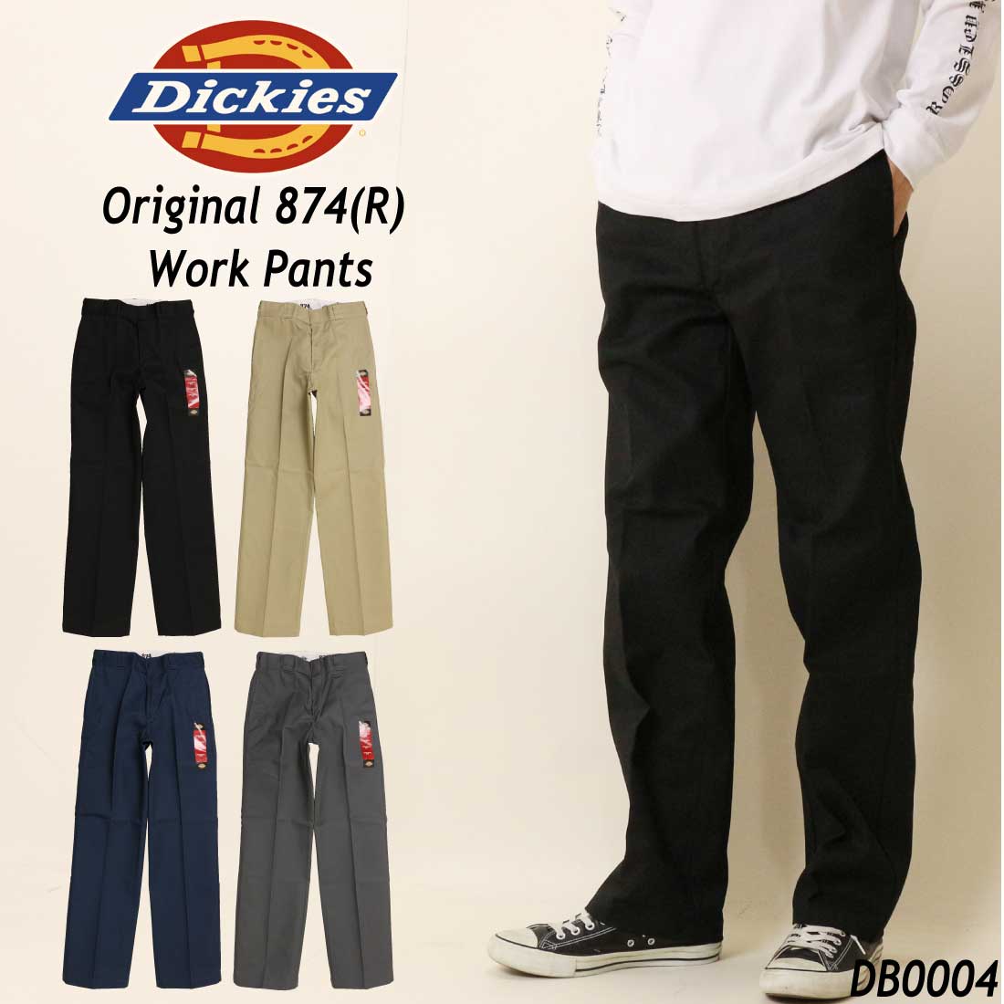 楽天市場】Dickies ORIGINAL FIT WORK PANTS BLACK(BK) 874-bk