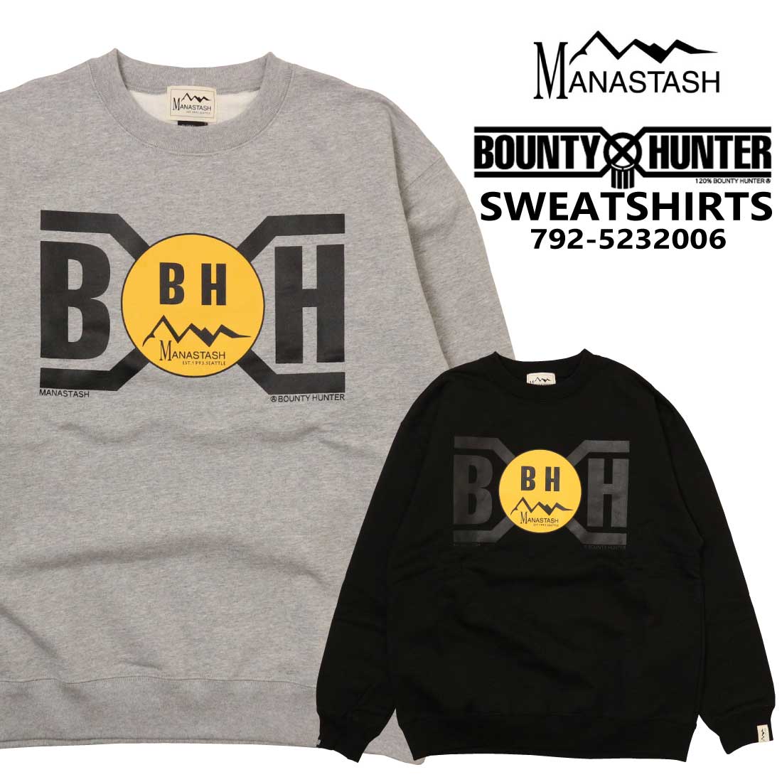 MANASTASH マナスタッシュ BOUNTY HUNTER バウンティハンター 長袖 調教師 流汗 792-5232006 共同研究 労働者の一団素っ首 ロゴタイプ 刷り上げる メンズ