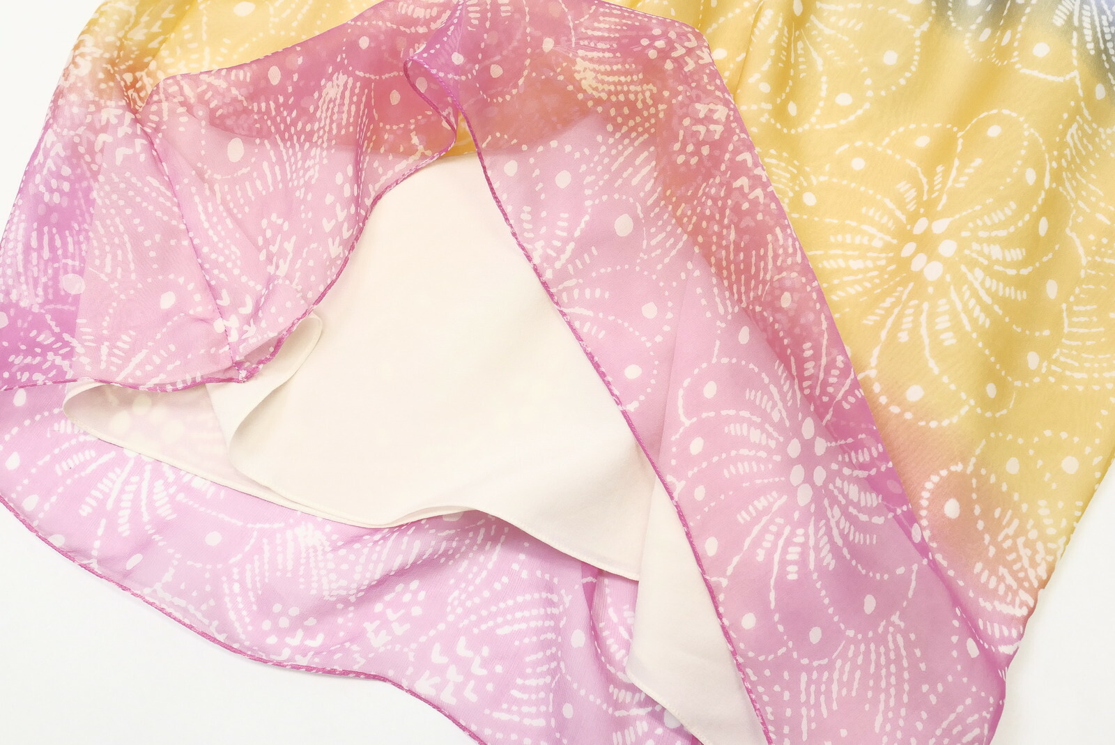 超大特価 美品 Christian Dior クリスチャン ディオール 総シルク 7分袖 シャツワンピース シフォンワンピース レディース サイズi40 イタリア製 ピンク イエロー ブルー系 パステルカラー 花柄 ブランド古着 中古 Gh2345 トレード店 人気満点