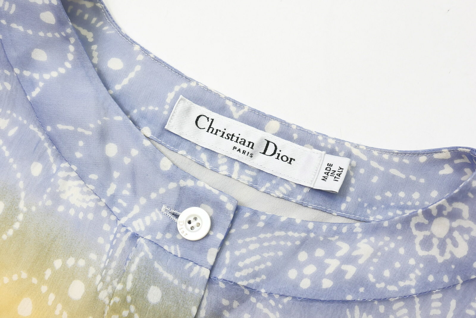 超大特価 美品 Christian Dior クリスチャン ディオール 総シルク 7分袖 シャツワンピース シフォンワンピース レディース サイズi40 イタリア製 ピンク イエロー ブルー系 パステルカラー 花柄 ブランド古着 中古 Gh2345 トレード店 人気満点