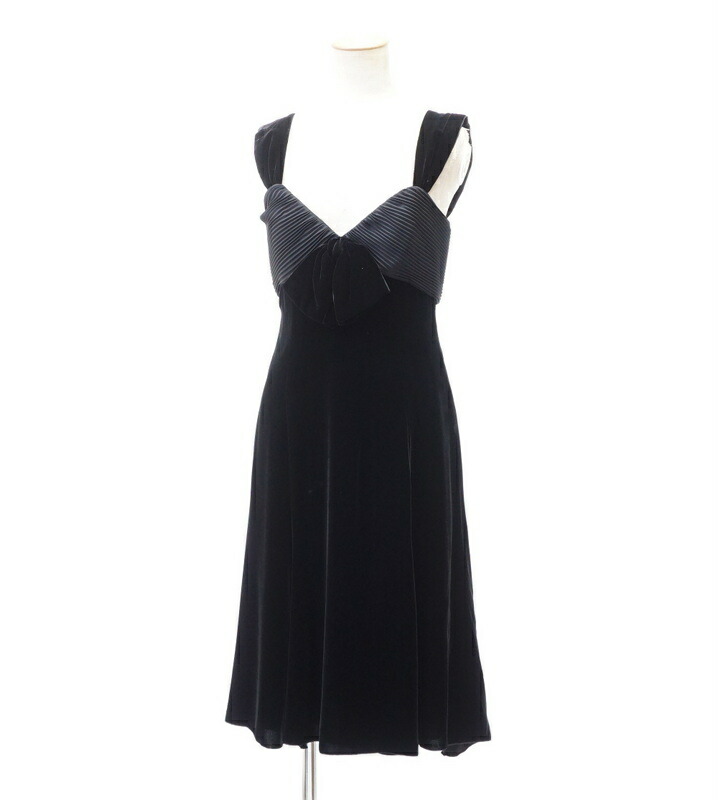 セール 登場から人気沸騰 美品 Armani Collezioni アルマーニ コレツィオーニ ノースリーブ ベロアワンピース ドレス 美品 Armani Collezioni アルマーニ コレツィオーニ ノースリーブ ベロアワンピース ドレス レディース サイズ40 ブラック 黒 リボン 異
