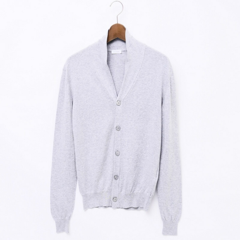 ストアー Sale 美品 Jil Sander ジルサンダー 長袖 コットンニット カーディガン メンズ サイズ44 ショールカラー グレー イタリア製 ブランド古着 中古 2425 Gk4748