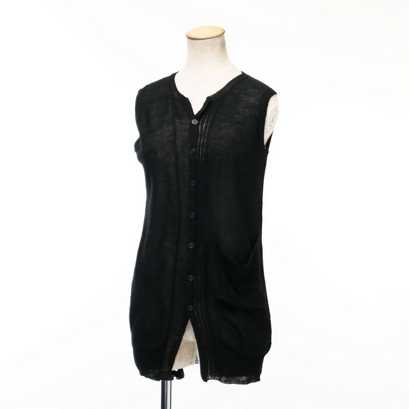 【SALE】■美品■Y's ワイズ ヘンプ混 ニット ベスト レディース サイズ3 ブラック 黒 ヨウジヤマモト ブランド古着 【中古】20220505/GK6497