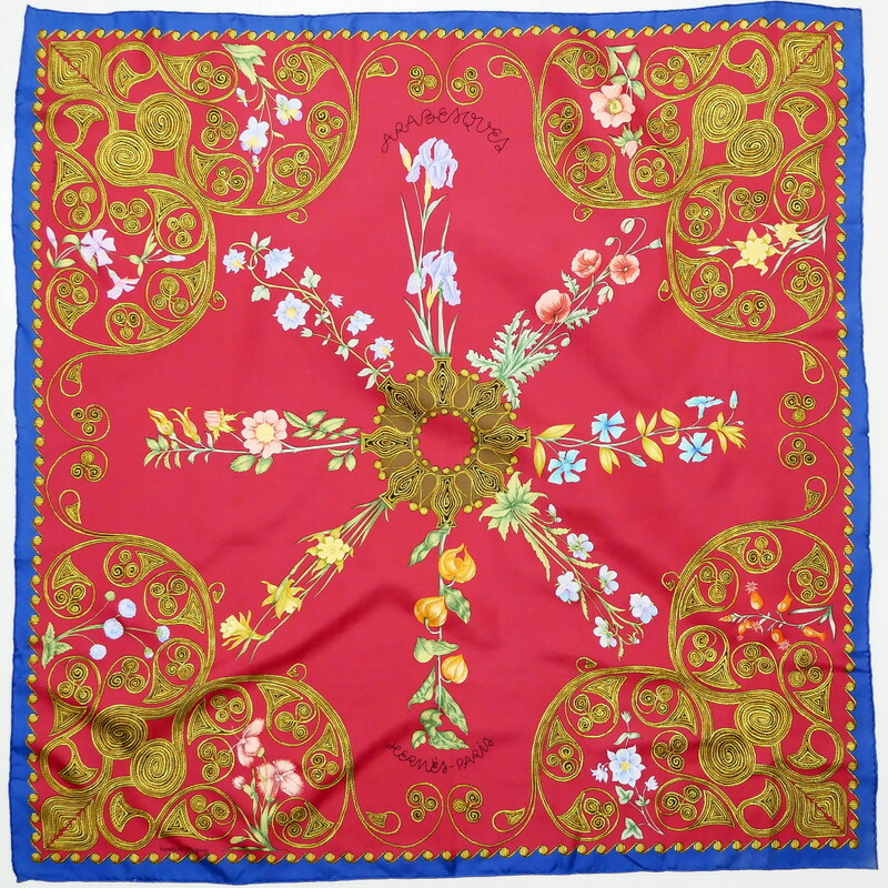 正規認証品 新規格 Hermes エルメス カレ90 Arabesques アラベスク シルクツイル 大判