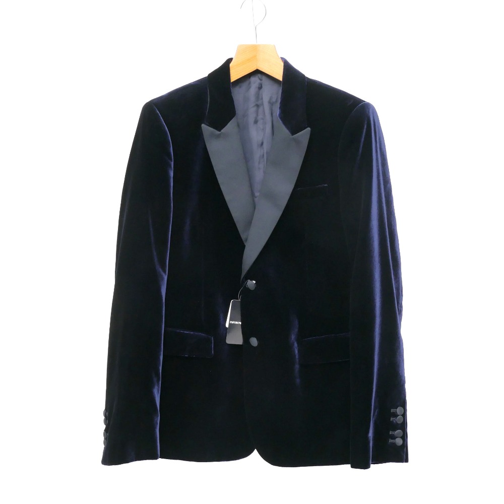 ■美品■Emporio Armani エンポリオ・アルマーニ テーラードジャケット サイズ50 サテン ベルベット 別珍 ブレザー シングルジャケット 2B ブランド古着【中古】RA7418