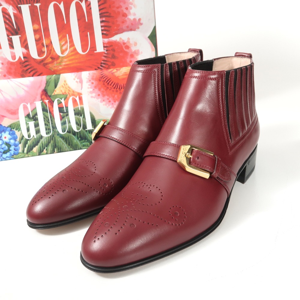 ■美品■GUCCI グッチ ブーティ 大いさ36 サイドゴアブーツ 靴 メダリオン イタリア製 ブランド名古着【中古】RA9155