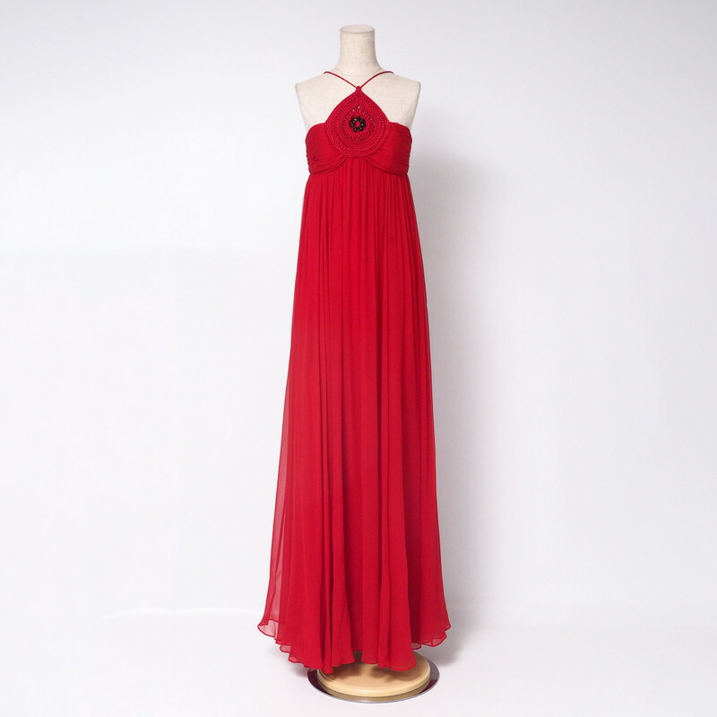 VIVIENNE TAM ヴィヴィアンタム ドレス サイズ0 フリルボレロ付 マキシドレス ロング マクラメビーズ ブランド古着【中古】RA1608