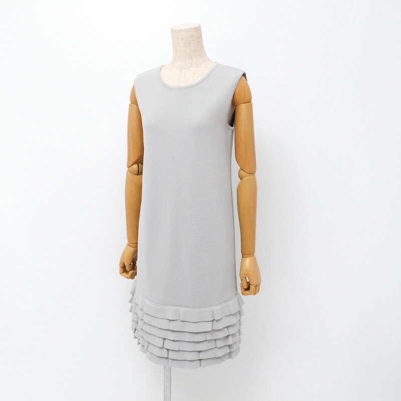 ■美品■FOXEY フォクシー ワンピース サイズ38 ペタルヘム ノースリーブ ニット ティアード ミディ ドレス ブランド古着【中古】20240517/GP6317