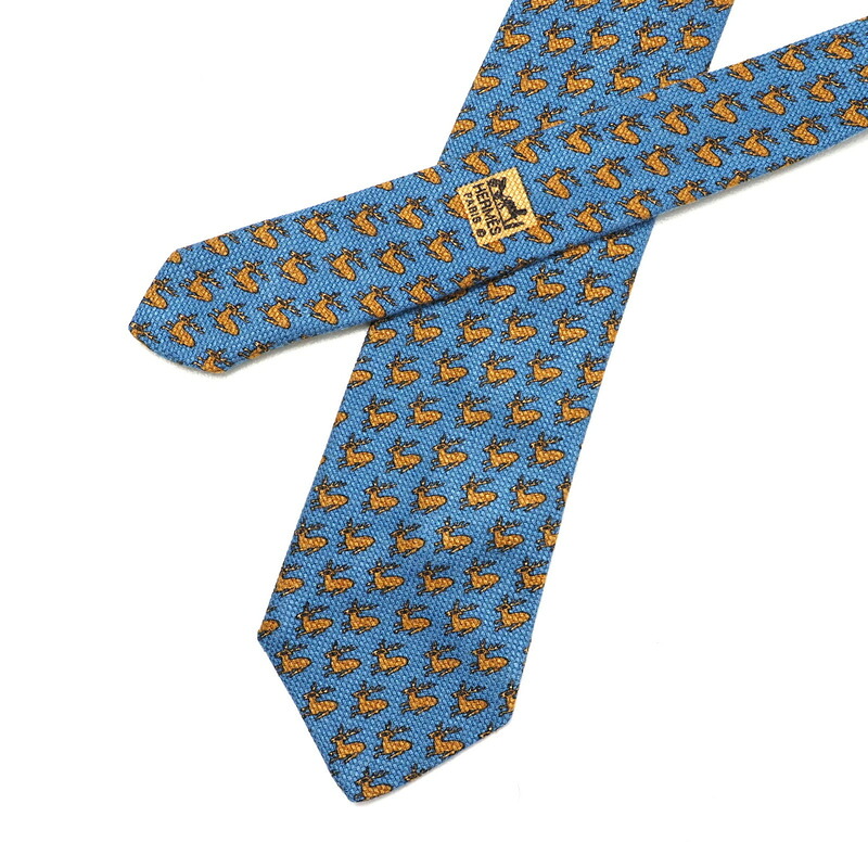 HERMES エルメス ネクタイ トナカイ 800MA【おすすめ】 フランス製 ブランド古着【中古】20240828/RA0955