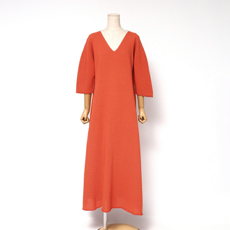 イッセイミヤケ　ワンピース イッセイミヤケISSEY MIYAKE Vネックノースリーブバイアス