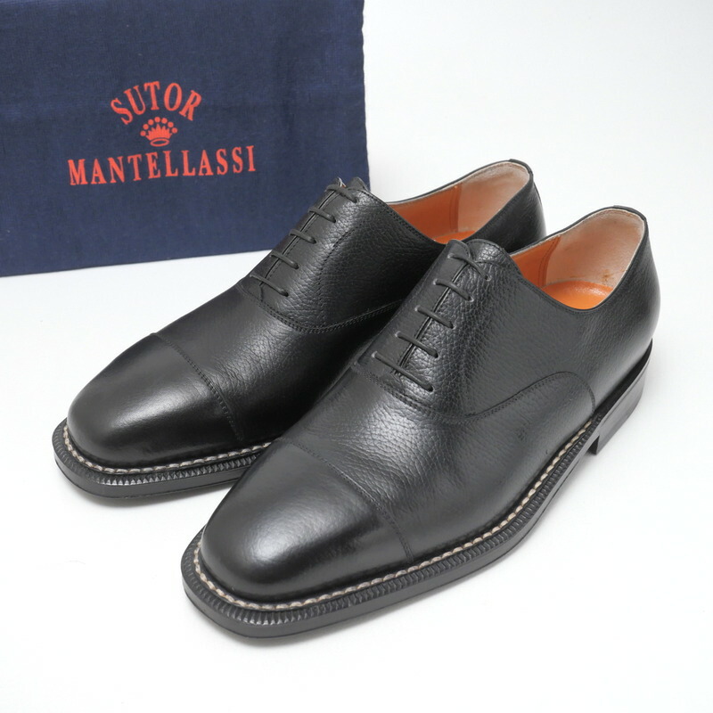 SUTOR MANTELLASSI ストールマンテラッシ ドレスシューズ サイズ6 レザー レースアップシューズ 革靴 ストレートチップ キャップトゥ ブラック イタリア製 ブランド古着【中古】20241015/RA1614 21,204円