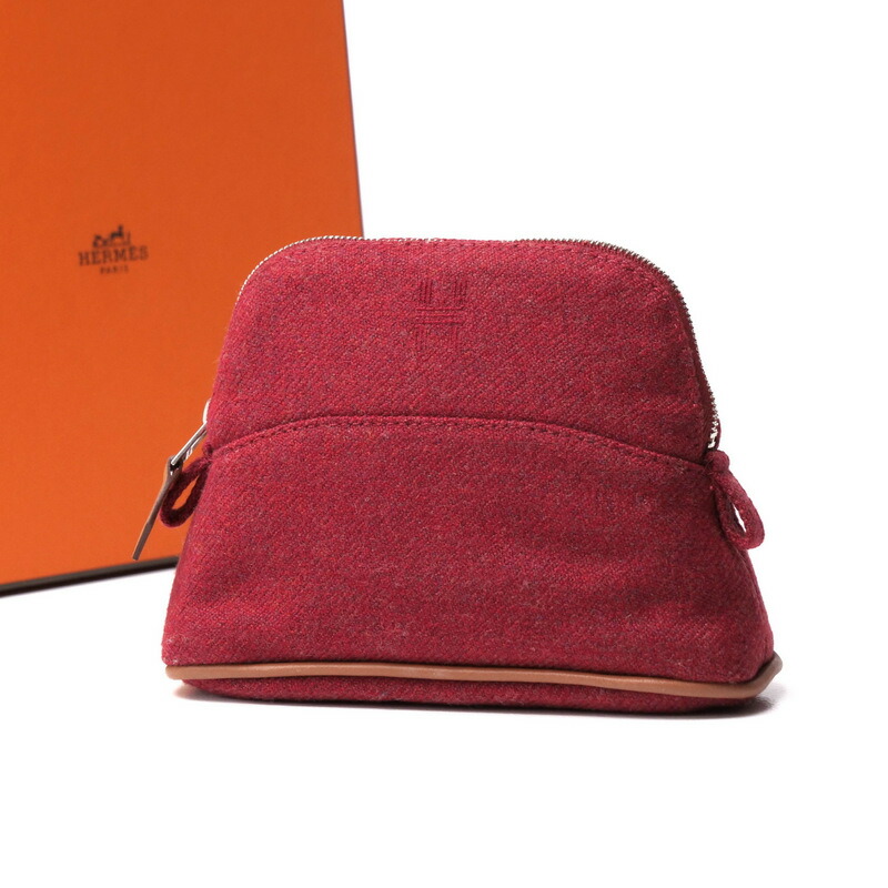 Hermes エルメス ブルスアビジュー 巾着ポーチ スエード×シルク ネイビー Hermes エルメス ブルスアビジュー 巾着ポーチ スエード×シルク ネイビー