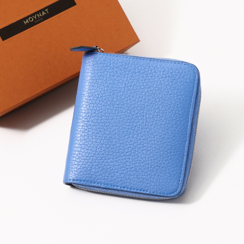 ■美品■MOYNAT モワナ 二つ折り紙入れ ラウンドジッパー なめし革 ウォレット フランス共和国製 ブランド名古着【中古】20241128/RA2243