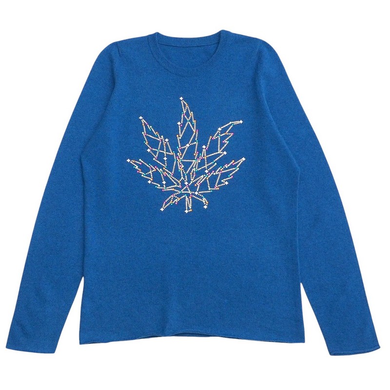 ■美品■Lucien Pellat-Finet ルシアンペラフィネ スウェーター 大きさS 総カシミール 長袖 編み物 岩礁 生産ライン石ころかざり付ける スコットランド製 ブランド名古着【中古】20241129/RA2341