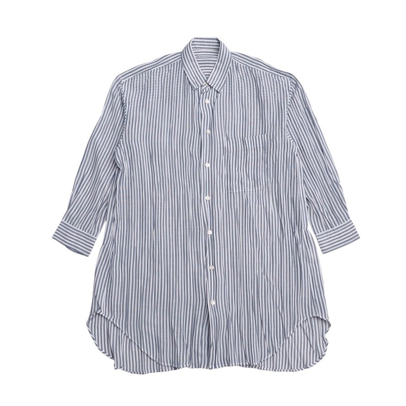 ■美品■ISSEY MIYAKE イッセイミヤケ 長袖シャツ サイズＭ ストライプ ドロップショルダー オーバーサイズ ブランド古着【中古】20241216/RA2618