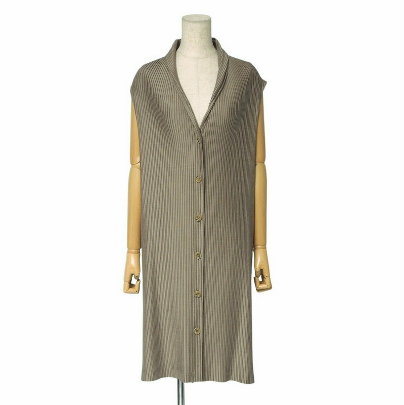 ■美品■ISSEY MIYAKE イッセイミヤケ ワンピース サイズ2 FETE フェット プリーツ シャツワンピース ノースリーブ【おすすめ】 ブランド古着【中古】20241224/RA2182