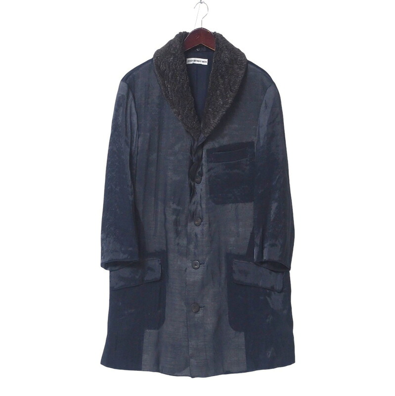 ISSEY MIYAKE MEN イッセイミヤケ メン 厚地の外套 大いさ- チェスターコート フェイクファー襟 ブランド名古着【中古】20250121/RA3015 コート・ジャケット-メンズファッション
