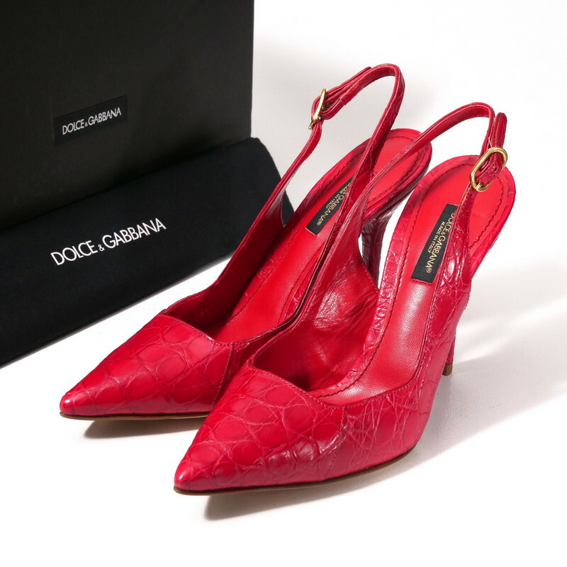 DOLCE&GABBANA ドルチェアンドガッバーナ パンプス サイズ35.5 クロコダイルレザー バックストラップ 靴 イタリア製 ブランド古着【中古】20250210/RA3228