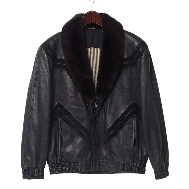【美品】zilli〈ジリー〉仏製ラムレザー×ミンクファー2way中綿ブルゾン黒L 美品】zilli〈ジリー〉仏製ラムレザー×ミンクファー2way中綿