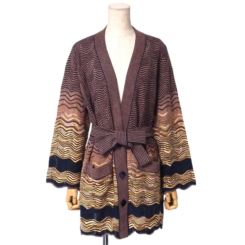 ミッソーニ MISSONI 総柄 アシメカーディガン itimi レア 美品 楽天市場】MISSONI ITALY製 総柄コットンリネン ニット