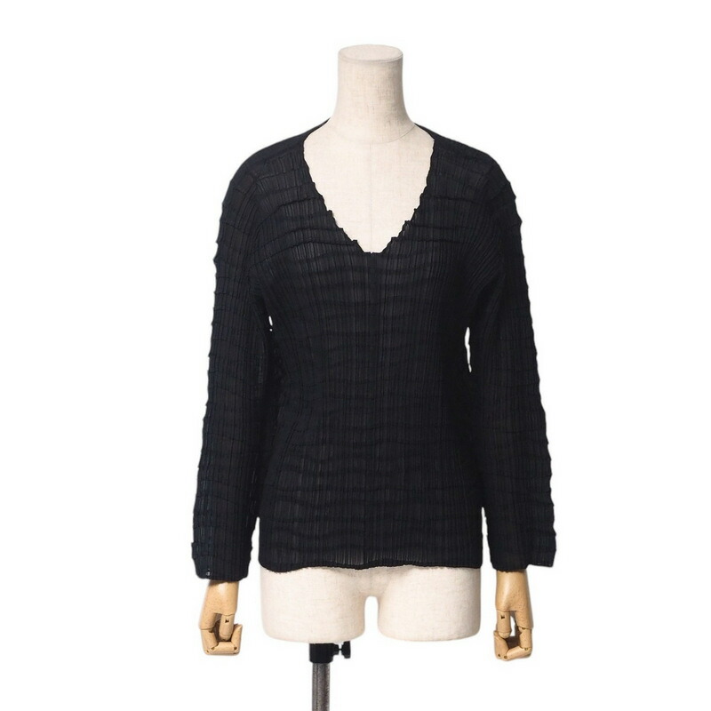 ISSEY MIYAKE イッセイミヤケ ブラウス サイズ2 プリーツ加工 プルオーバー トップス Vネック ブランド古着【中古】20250318/RA3693|トレード店