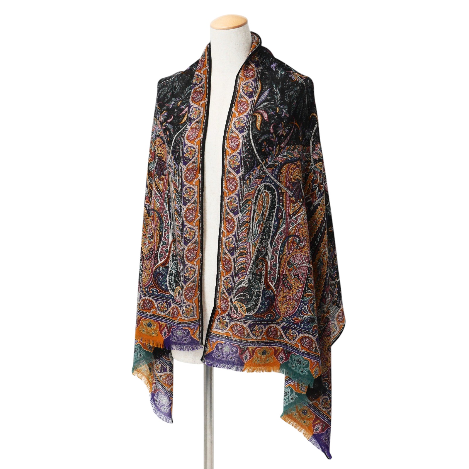 【希少/美品】エトロ ショール ストール ペイズリー ウール70/シルク30% ETRO - □新品□未使用□ ETRO エトロ ウール70％×シルク30