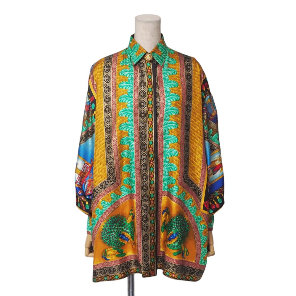 Gianni Versace ジャンニ・ヴェルサーチ ヴィンテージ 長袖シャツ サイズ38 ブラウス メデューサ マルチカラー イタリア製 ブランド古着【中古】20250414/RA4204
