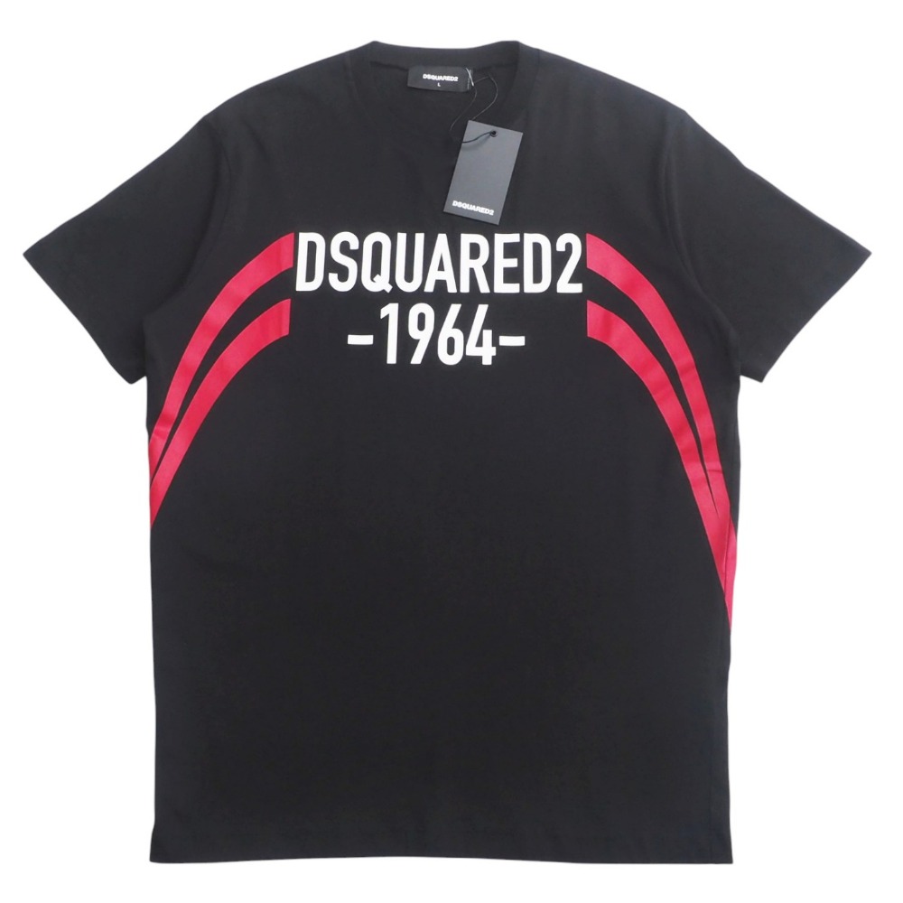 ■未使用品■DSQUARED2 ディースクエアード 半袖Ｔシャツ サイズL カットソー ロゴ コットン ブラック 20250428/RA4466
