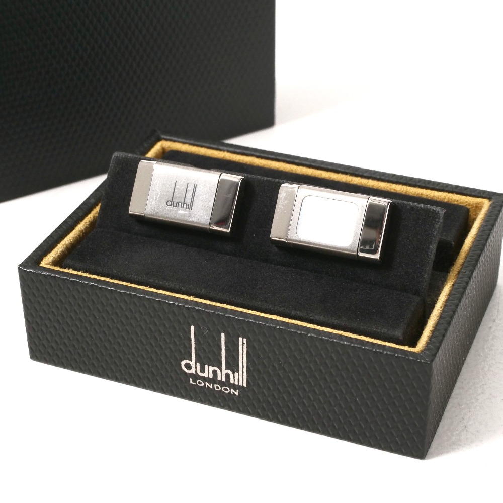 Dunhill ダン吸血鬼 折り返し 2WAY 白いこと外殻 × ロゴタイプ カフリンクス カフスリンク ブランド名古着【中古】20250502/RA4399