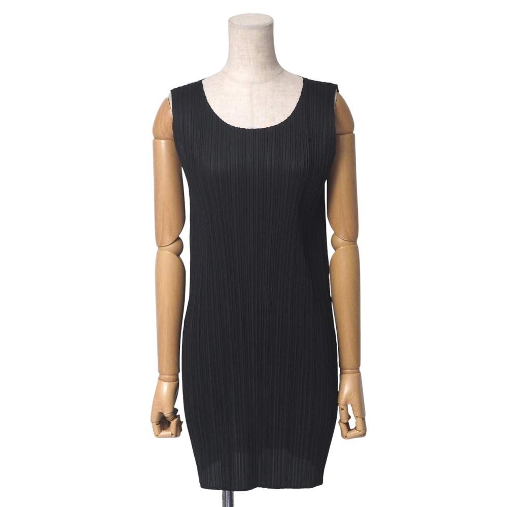 ■美品■2022AW■PLEATS PLEASE ISSEY MIYAKE プリーツプリーズ イッセイミヤケ ワンピース サイズ3 プリーツ クルーネック ノースリーブ チュニック【おすすめ】 ブランド古着【中古】20250502/RA4567|トレード店
