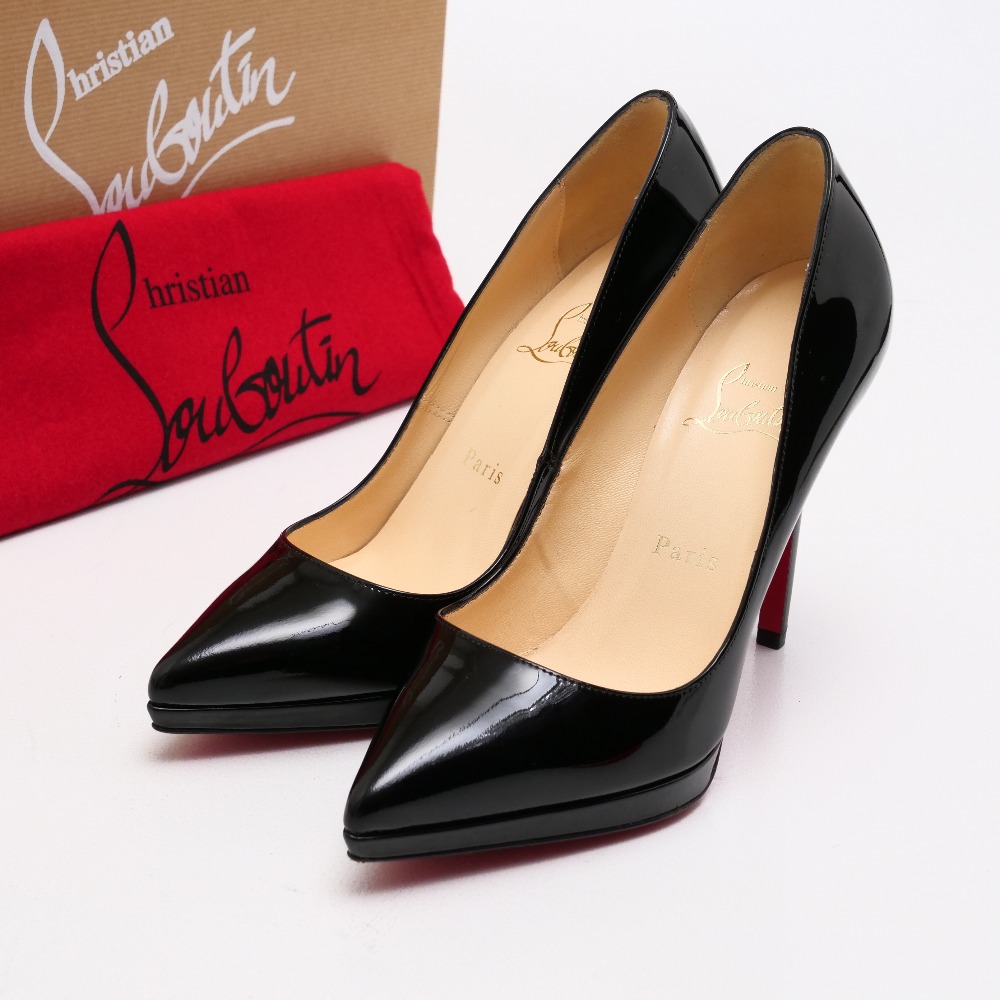 未使用 クリスチャン ルブタン PIGALLE 120 パテント 36.5 黒 Christian Louboutin Pigalle 120 Black Patent Pumps 38 So