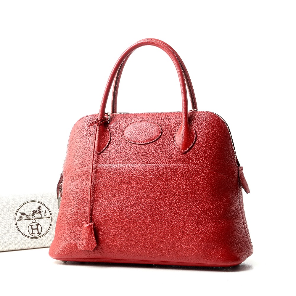 HERMES エルメス Bolide ボリード 31 ハンドバッグ トリヨンクレマンス □O刻印 レッド シルバー金具 フランス製 ブランド古着【中古】20250513/RA4820