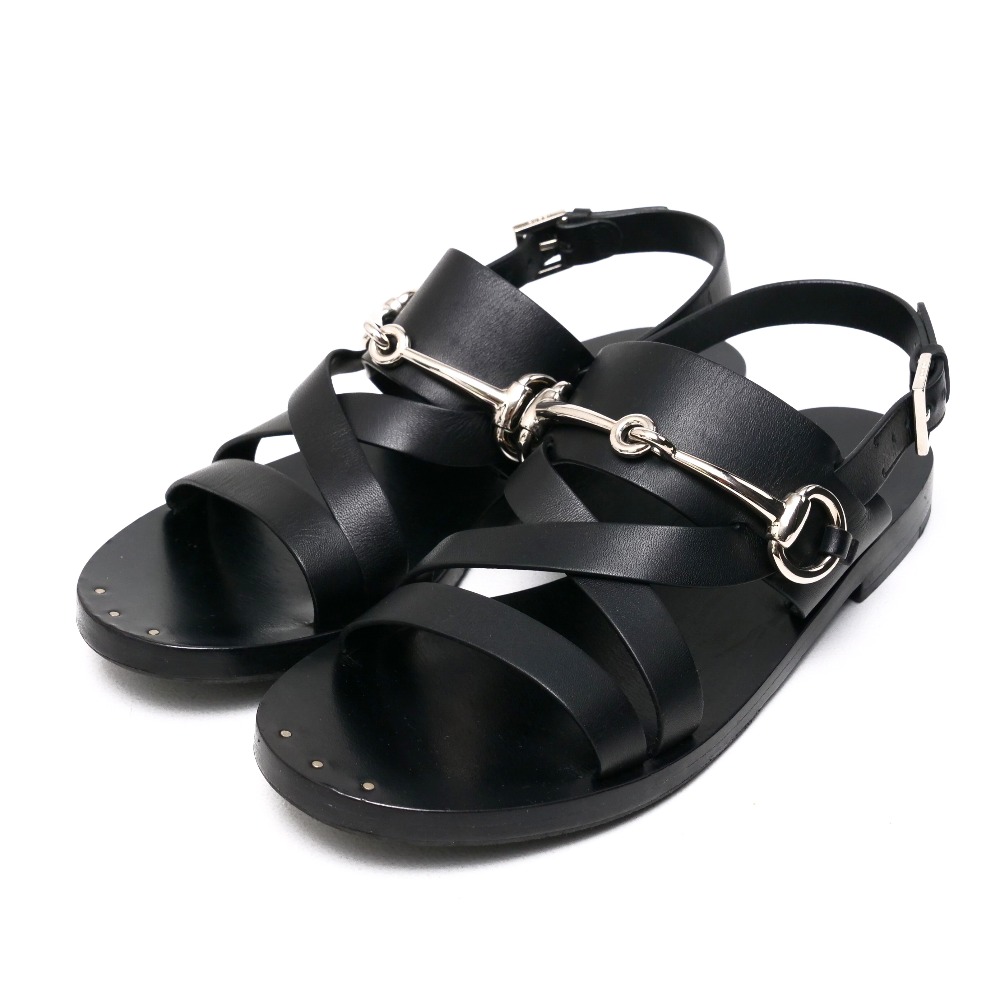 ☆GUCCI グッチ ホースビットレザーサンダル メンズ サイズ8 GUCCI◇ホースビットレザースリッパサンダル/サイズ：8/ブラック