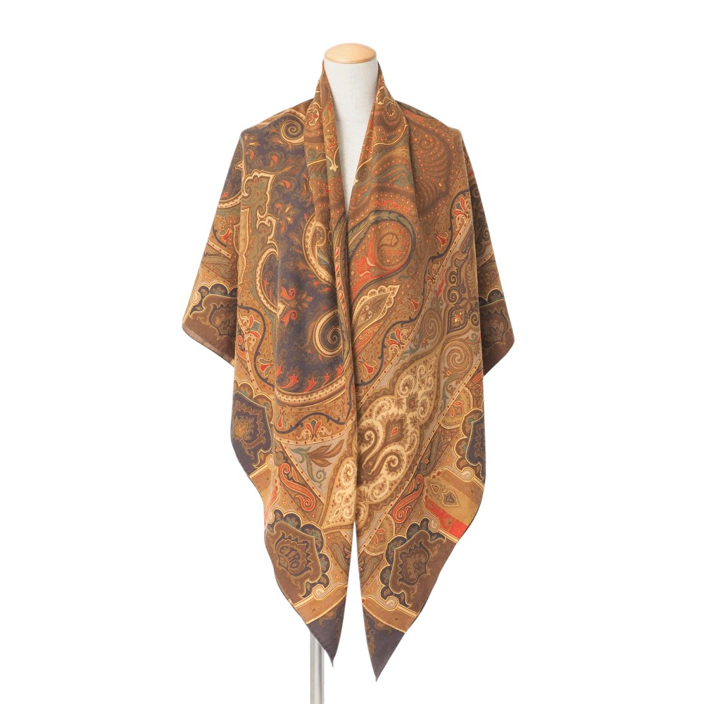 美品　ETRO エトロ　スカーフ　ストール　ペイズリー柄　オレンジ　シルク　絹 楽天市場】ETRO エトロ スカーフ ストール ショール 小物 総柄