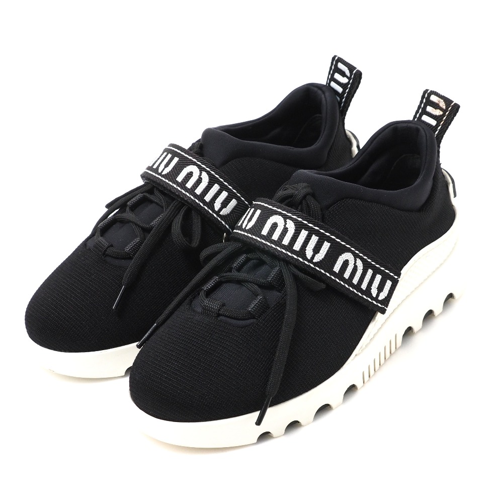 ミュウ ミュウミュウ スニーカー レディース39 シルバー ラメ