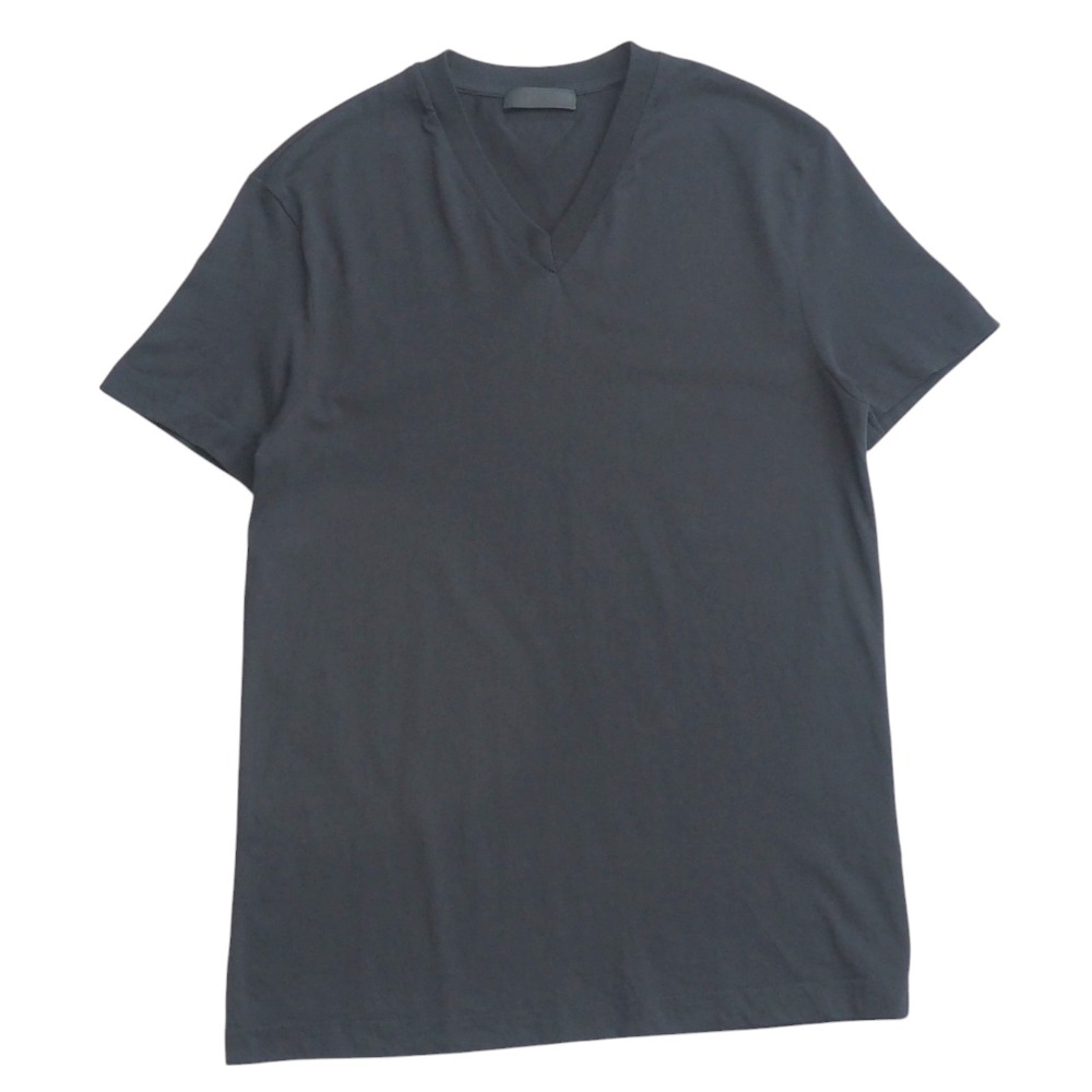 PRADA◆23年製/トライアングルロゴ/刺繍/Tシャツ/XL/コットン/BLK/無地/UJN712// スキニーパンツと◎[プラダ]トライアングルロゴ コットンTシャツ