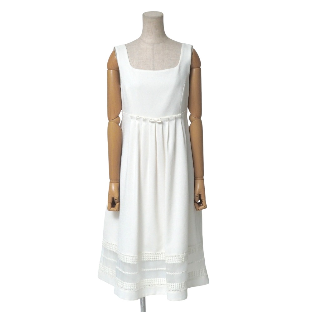 2022SS■FOXEY NEW YORK フォクシー ニューヨーク州 Nouveau Dress ヌーヴォー 御召しもの 衣装 大きさ38 ノースリーブ 真四角素っ首 帝国 裾スピード競技 ロング【おすすめ】 ブランド名古着【中古】20250716/RA5534