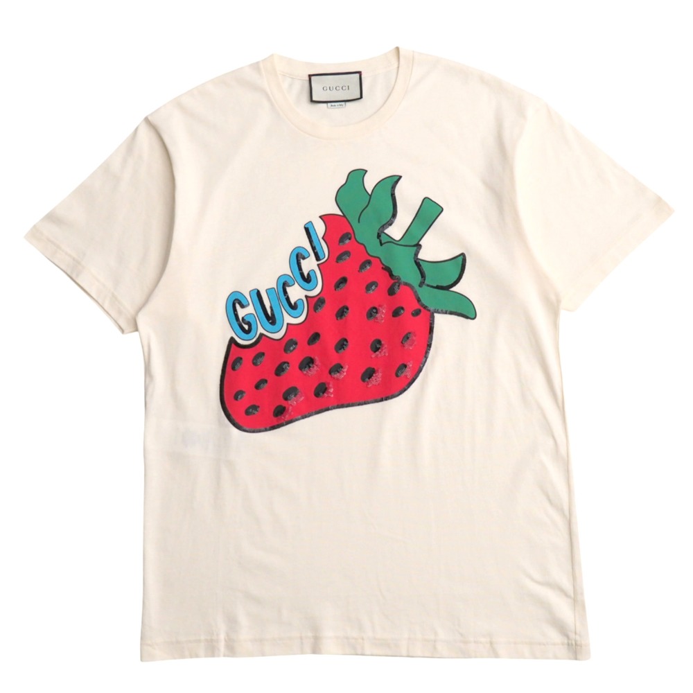 GUCCI ストロベリー Tシャツ XXS Strawberry Gucci' cotton T-shirt in White Ready-to-wear