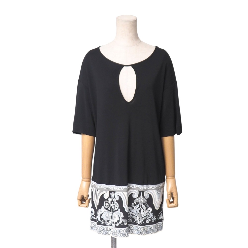 ■美品■Emilio Pucci エミリオ・プッチ チュニック サイズ40 五分袖 ドロップショルダー プッチ柄 レーヨン ブランド古着【中古】20250821/RA5801
