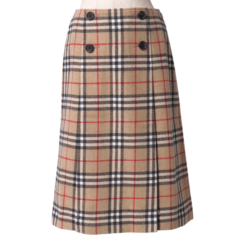 美品 バーバリーロンドン フレアスカート ロング ノバチェック ウール 36 美品○バーバリーロンドン ロングスカート フレア ノバチェック