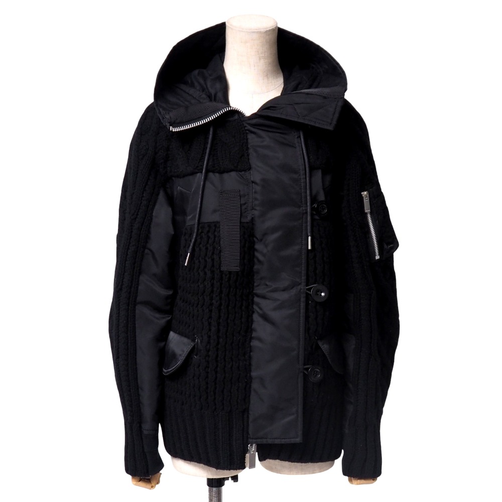 Sacai サカイ ミリタリー MA-1 ブルゾン ドッキングジャケット sacai - sacai / サカイ | 異素材 MA-1 ニット ドッキング