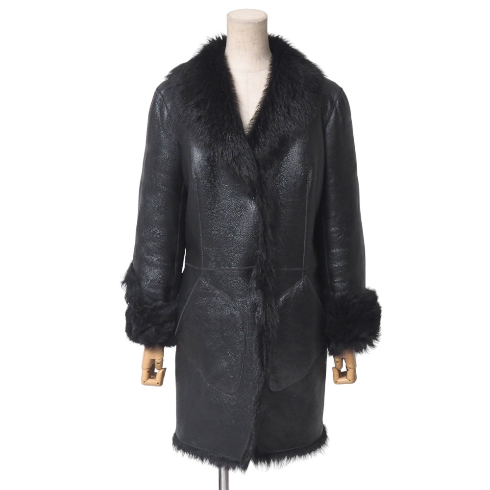 condo】LOEWEロエベ フード付き ムートンスエード コートL condo